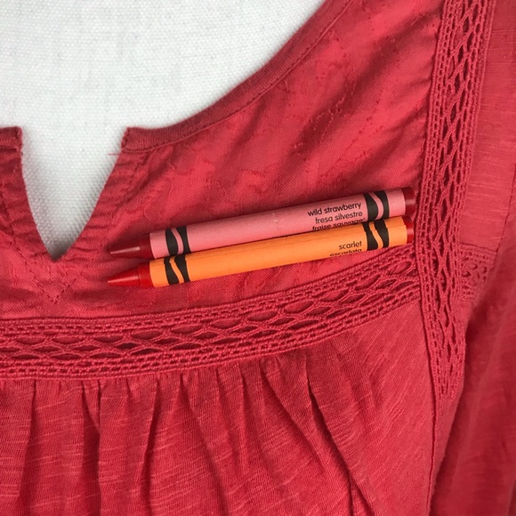 Lucky Brand top casual boho 3/4 sleeve v-neck - Picture 5 of 6